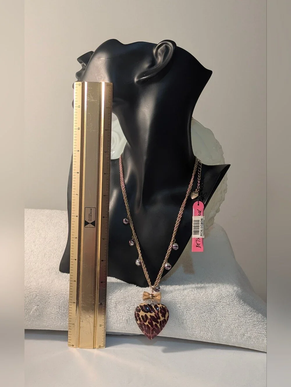 Betsey Johnson NWT Leopard Print Heart Locket Necklace Bow Y2K Whimsy +FREE GIFT - Picture 6 of 6